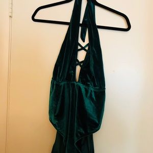 Boohoo Green Velvet Bodysuit